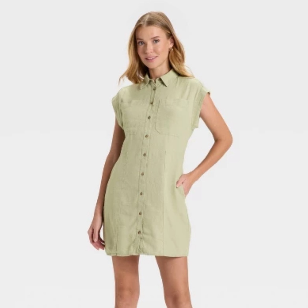 Olive Green Utility Mini Dress